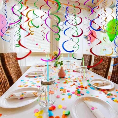 6Pcs/lot Spiral Decoration PVC Sequins Laser Hanging Ornaments Wedding Birthday Party Background Decoration Supplies