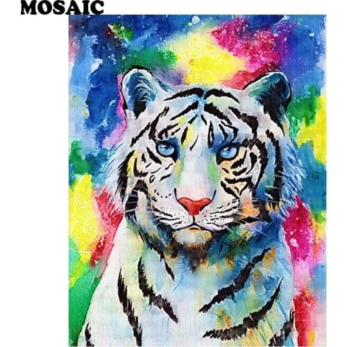 Tiger 5d diy diamond painting full round cartoon stitch embroidery animals mosaic picture rhinestones decoration wall art