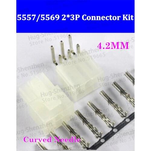 Free Shipping Molex 4.2MM 6Pin 2*3Pin Pitch:4.2MM 90 degree 5569 Wafer + 5557 terminals + 5557 Housing Molex4.2-6P