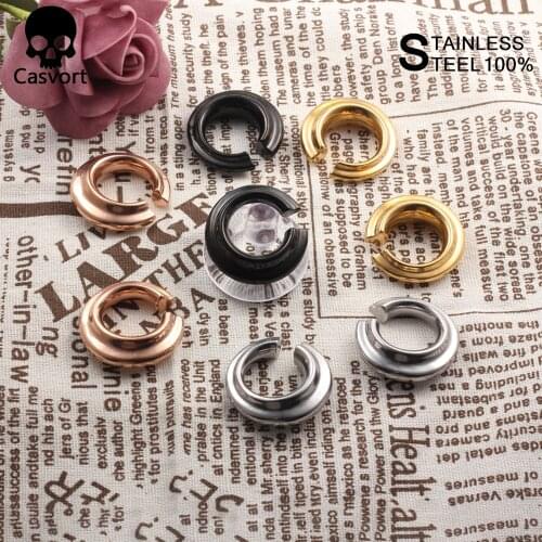 Casvort 10 PCS Stainless Steel Ear Piercing Plugs Tunnels Expanders Earrings Ear Weight Gauges Body Jewelry Fashion Gift For Uni