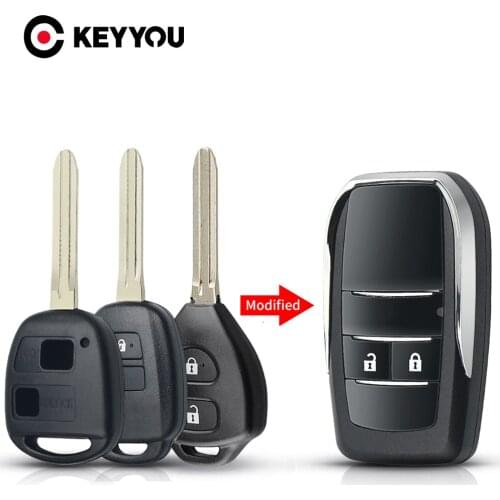 KEYYOU 20X Modified 2/3 Buttons Folding Car Key Case For Toyota RAV4 Avalon Echo Prado Tarago Camry Tarago TOY43 Blade Upgrate