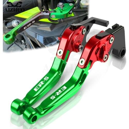 CNC Adjustable Clutch Brake Levers FOR KAWASAKI ER-5 ER5 2004-2005 Motorcycle Extendable Handbrake Lever Accessories ER-5 Logo