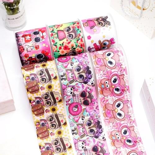 DIY Cartoon Owl Printed Grosgrain Ribbon For Craft Supplies Sewing Accessories 5 Yards, Planar Resins Mold 10 Pieces. 49221