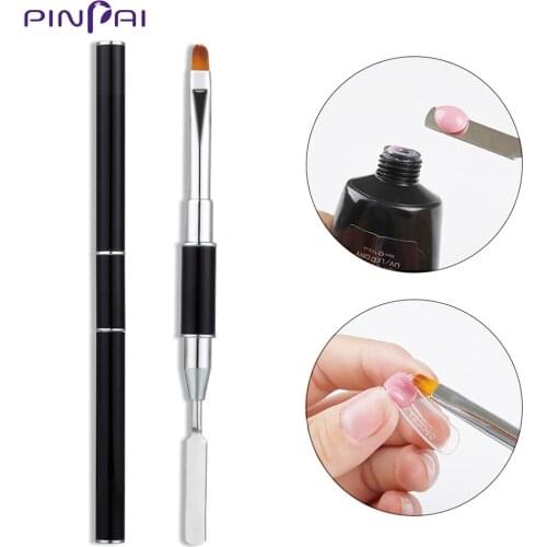 Dual Head Nail Art UV Poly Acrylic Gel Extension Builder Flower Painting Brush Pen UV Gel Polish Spatula Stick Manicure Tool
