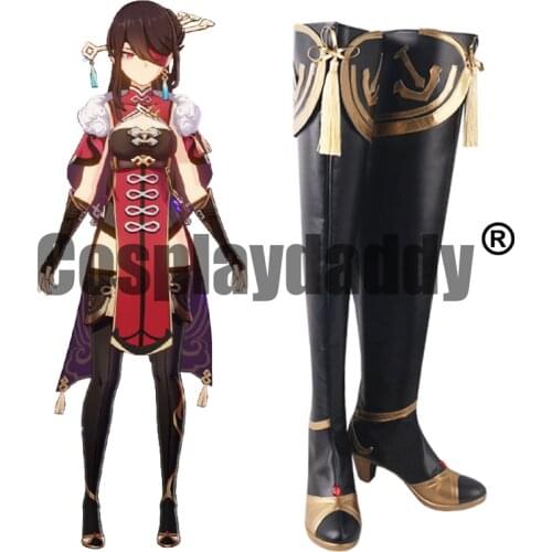 Genshin Impact Liyue Uncrowned Lord of the Ocean Beidou Cosplay Black Shoes Thigh-high Tassel Heel Boots S008