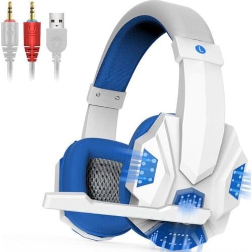 3.5mm USB Gaming Headset with Microphone LED Light Gaming Headphone for Computer PC JR Deals