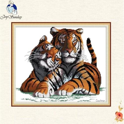 Joy sunday love the tiger Embroidery Patterns Cross Stitch Needlework Home decoration Chinese Counted Patterns Kits gift