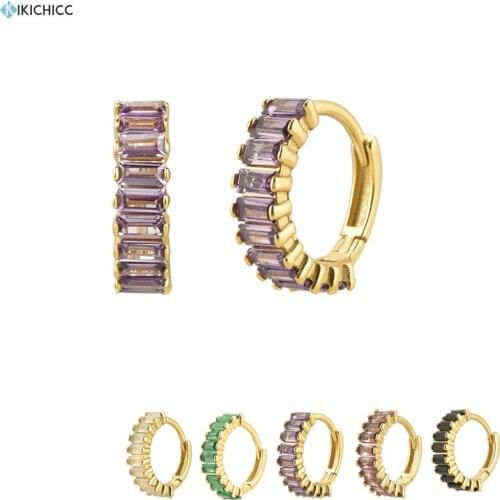 Kikichicc 925 Sterling Silver Purple Shape Hoops Pendiente Piercing Luxury Loop Round 2020 European Fashion Earring Jewelry