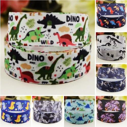 7/8'' 22mm,1" 25mm,1-1/2" 38mm,3" 75mm Dinosaur Cartoon Character printed Grosgrain Ribbon party decoration 10 Yards Mul105