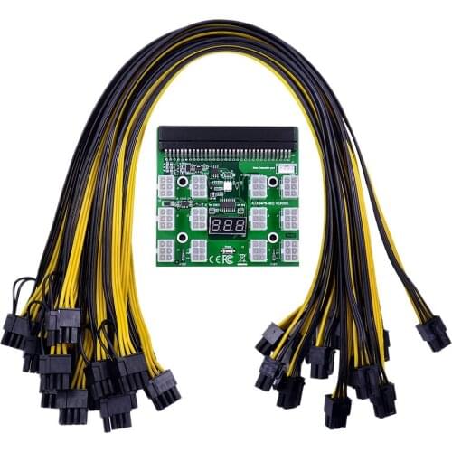 Power Module Breakout Board Kits With 12pcs 17pcs 6Pin To 6+2 8Pin Power Cable For HP 1200W 750W PSU GPU Mining Ethereum For BTC