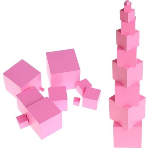 Montessori Sensorial Materials Tower Family Set Wooden Building Blocks Toy Kid Y4QA