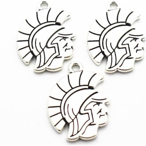 New Arrival 12pcs/lot Silver Alloy Spartans Dangle Charms Lobster Clasp Hanging Charm For Bracelet&Pendant Necklace
