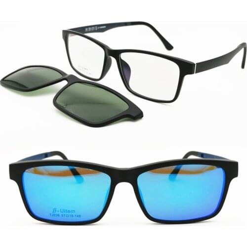 ULTEM rectangle shape optical eyeglasses frame with clip on polarized oversized myopia Hyperopia sunglasses for men 036