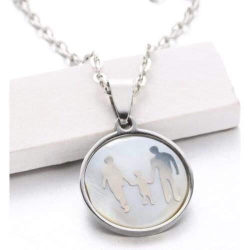 Charm Harmonious Family Shell Necklace Pendant Gold Two-tone Stainless Steel Pendant Best Friend Gift Jewelry