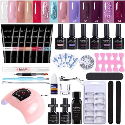 Poly Nail Gel With 6 Color Nail Gel Polish Manicure Nail Set Manicure Machine Art Tools Top Base Varnish Semi Permanant UV/LED