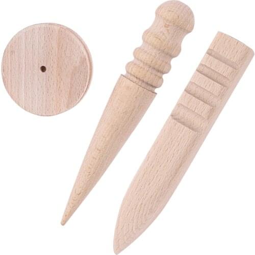 Nonvor 1PCS Handmade Multi-Size Burnishing Rod Leather Craft Wood Round Burnishing for Polished Edge Working Tool