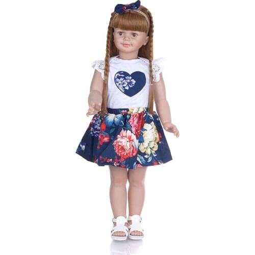 Full Silicone Cute Stand girl Toddler Baby Doll Lifelike 30 inch bebe reborn Dressed Up Handmade Reborn Baby Dolls toys