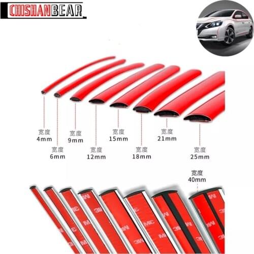 3M /5M DIY Car Bumper Self-adhesive red Decorative Strip Thickened PVC Material To Prevent Body Scratches Decorate Car Accessory