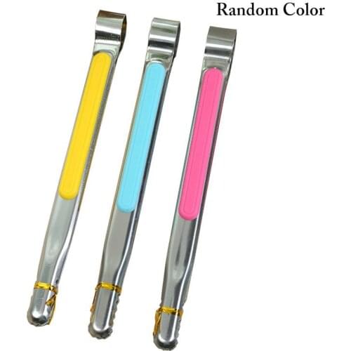 1pc Stainless Steel BBQ Grilling Tong Salad Bread Serving Tong Non-Stick Kitchen Barbecue Grilling Cooking Tong random color