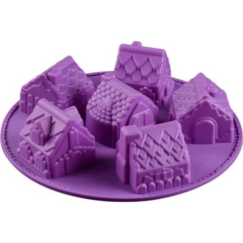6 Small House Silicone Cake Mold 3D Handmade Fondant Chocolate Cupcake Fondant Baking Mold Wedding Cake Tools