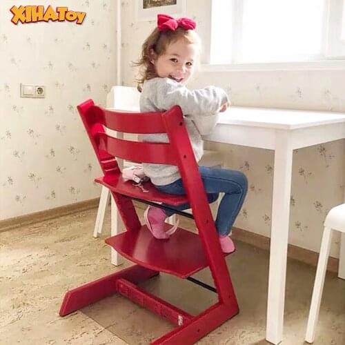 XIHATOY Nordic Growth Chair Childrens Beech Solid Wood Dining Chair Baby Eating Adjustable Lifting Height