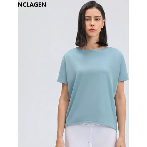 NCLAGEN Sports Top Women Short Sleeve Leisure Loose Fitness T-Shirt Fashion Spring And Summer 2021 New Gym Yoga Versatile Top