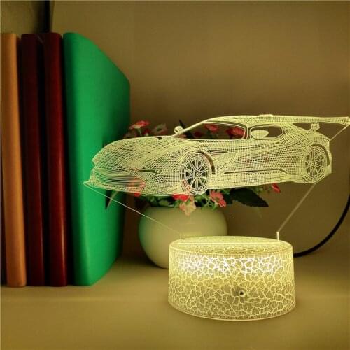 3D LED Night Light Lamp Bluetooth Speaker 16 Color Remote Control Nightlight Cool Sports Car Favorite Gift for Kid Child Bedroom