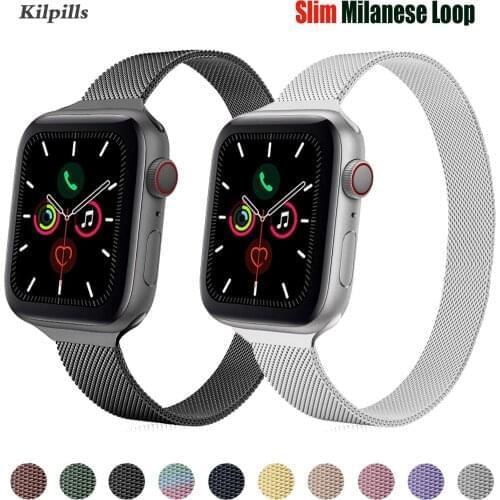 Slim Strap For Apple watch band 40mm 44mm 38mm 42mm Magnetic loop watchband for Apple watch series 3 4 5 6 se iWatch Bracelet