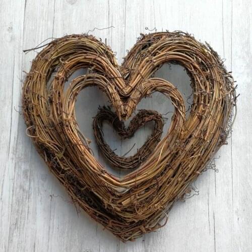 Retro Home Decor Heart Wreath Xmas Garland Dried Rattan Natural Door Wall