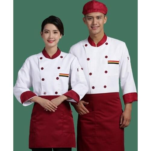 Spring Summer Chef Uniforms Clothing Long&Short Sleeve Men Women Food Services Cooking Clothes 6 Color Uniform Chef Jackets