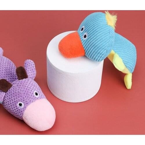Plush Animal Shape Pet Funny Chew Squeaker Toy Durability Small Dogs Teeth Cleaning Molar Bite Grind Sound Dolls Training Toys