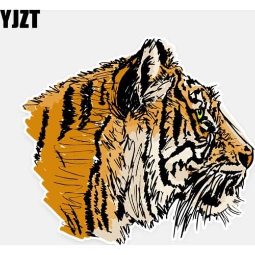 YJZT 15CM*13.5CM Wonderful Tiger Head Graphical PVC Car Sticker Decal 5-0528