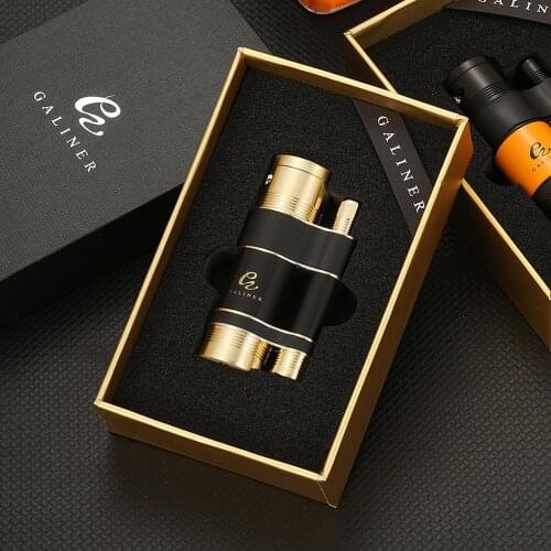 COHIBA Cigar Lighter Gas Metal Windproof Lighters 3 Jet Torch Lighter Butane Pocket Travel Cigar Fire Starter Briquet