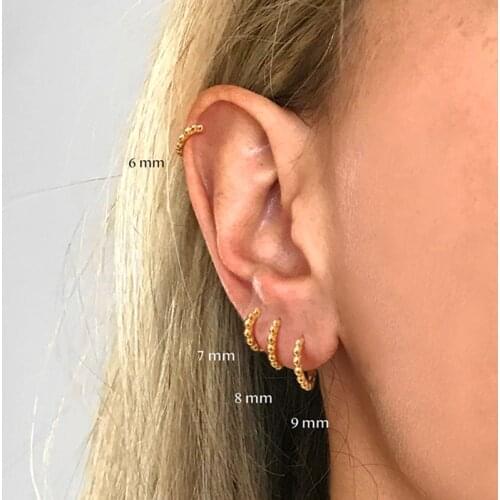 BOAKO 6mm/7mm/8mm 925 Sterling Silver Hoop Earrings For Women Jewelry Piercing Gold Earings Girl Gifts Boucle Oreille Femme CZ