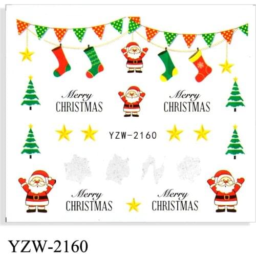 FWC 1 Sheet Nail Water Stickers New Year Christmas Design Transfer Decal Nail Art Decoration DIY Watermark Tattoos Nail Tool
