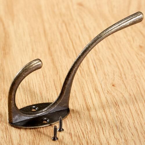 1Pc Vintage Antique Brass Towel Hanger Hooks Rack Zinc Alloy Hat Coat Robe Closet Bathroom Bedrom Door Wall Mounted Hook Holder
