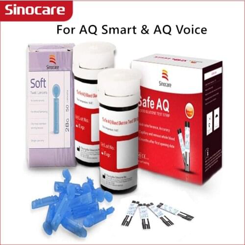 100/200/400pcs Sinocare Blood Glucose Test Strips Lancets for Safe AQ Voice & AQ Smart Meter Health Care