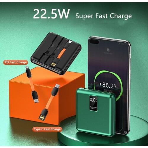 20000mAh Power Bank with Cable 22.5W Fast Charger for Huawei Powerbank Mobile Phone Battery For iPhone 12 Samsung S21 Poverbank