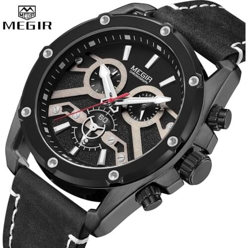 2021 New MEGIR Watch Men Top Luxury Brand Waterproof Sport Quartz Chronograph Military Mens Watches Male Clock Relogio Masculino