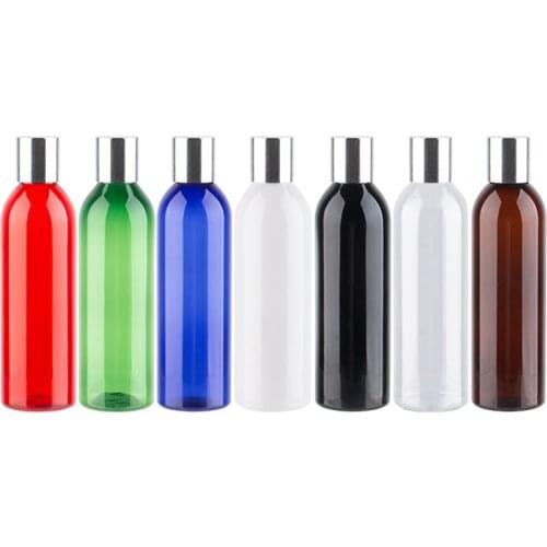 250ml Round Cosmetic PET Bottles Fine Production Silver Cap Plastic Container Body Lotion Shampoo Shower Gel Bottles 25pcs/lot