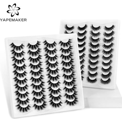 YAPEMAKER 5/10/20 Pairs 3D Faux Mink Lashes Fluffy Soft Wispy Volume Natural long False Eyelashes Reusable Eyelash Makeup