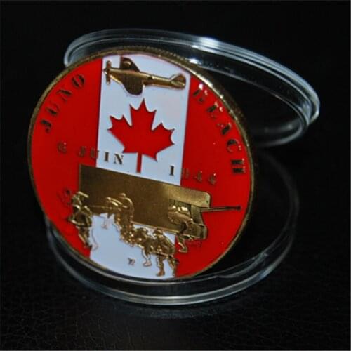 5pcs/set Canada infantry division WW2 D-Day Juno Beach gold plated coin Canada commemorative coins
