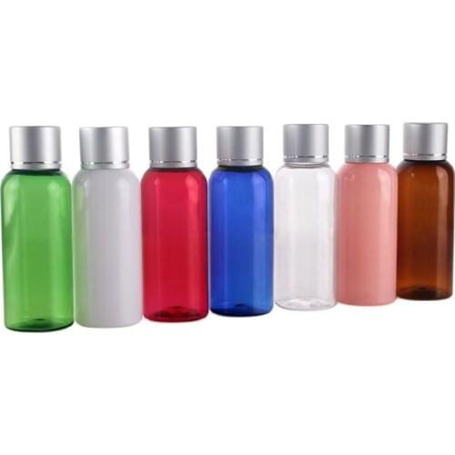50ml 7COLORS PET bottle plastic bottle with silver lid plastic stopper for water /lotion/shamboo/emulsion/body lotion packing