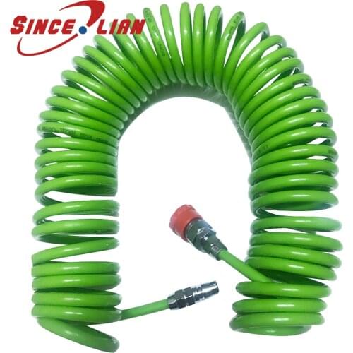 5x8mm Polyurethane PU Air Compressor Hose Tube Hose Telescopic Air Compressor Pneumatic Rope Green Spiral Shrinking Wind Pipe