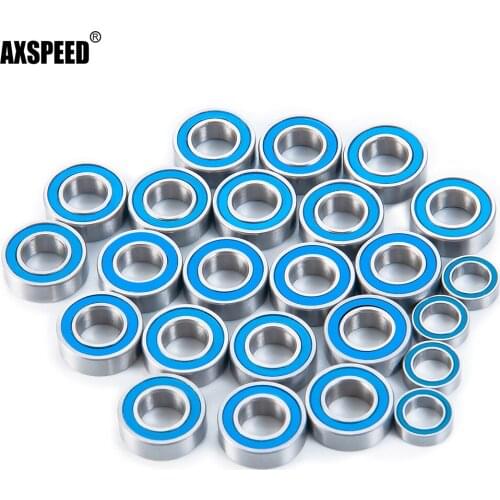 AXSPEED 24Pcs Blue Rubber Sealed Ball Bearing Chrome Steel Kit for Tamiya Clodbuster Super Bullhead RC Crawler Car