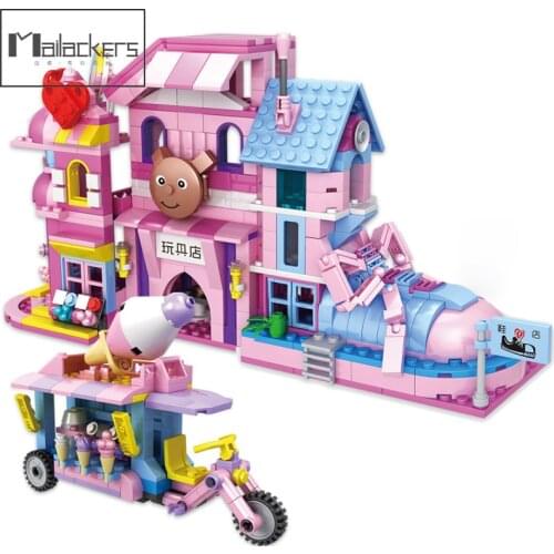 Mailackers Friends For Girl Candy ShoesToy Store Ice Cream Tricycle Building Blocks Friends Model Bricks Toys For Children Gifts