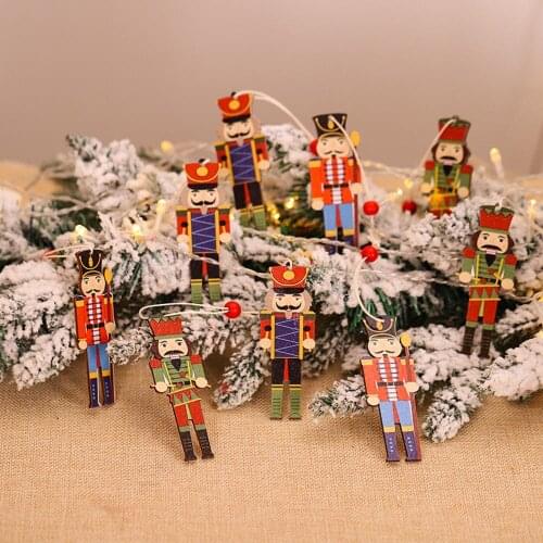 9Pcs/Lot Christmas Tree Decorations Wooden Nutcracker Soldier Christmas Ornaments Christmas Decoration For Home New Year Natal