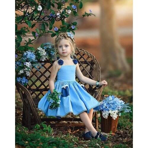 Toddler Kids Baby Girls Dress Floral Party Formal Skater Floral Strap Dresses Summer Sundress Clothes Beachwear Vestidos 1-6y
