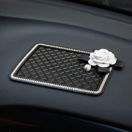 Camellia Flower Car Dashboard Anti-Slip Mat For Phone Sunglasses Holder Sticky Pad Non Slip Mat Car Accessories Interior Decor