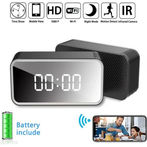 HD 1080P Clock WiFi Camera Mini IP Home Security Camcorder P2P Night Vision Alarm Motion Remote CCTV Camcorders